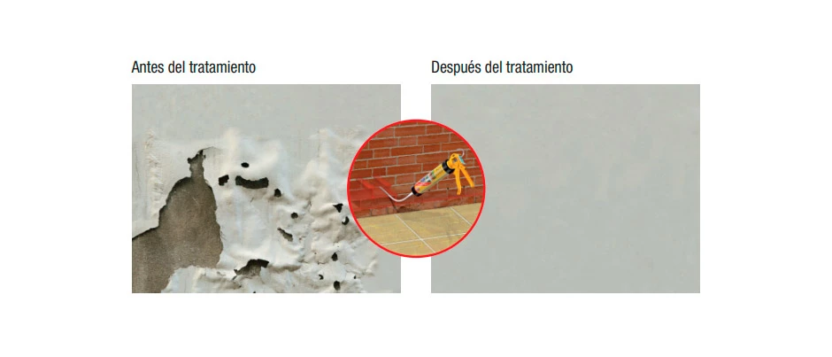 Antes y después del tratamiento anti-humedad Antes y después del tratamiento anti-humedad