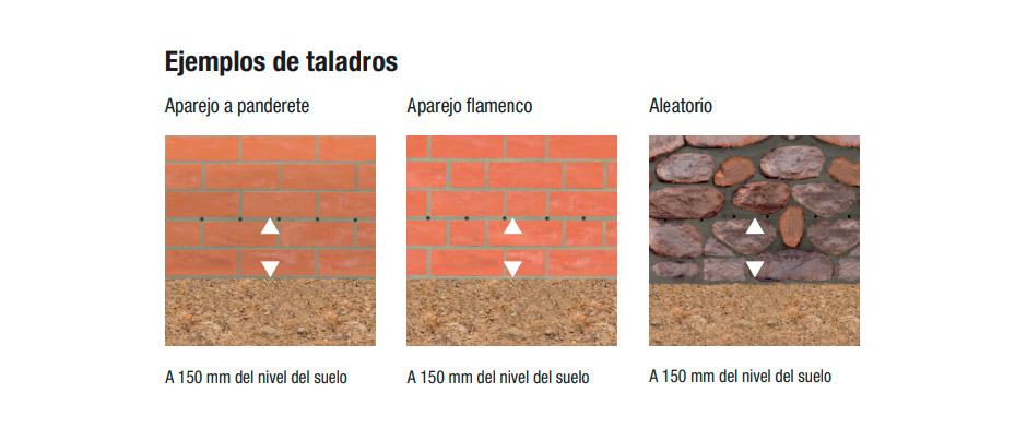 Ejemplos taladros Sikamur tratamiendo capilaridad